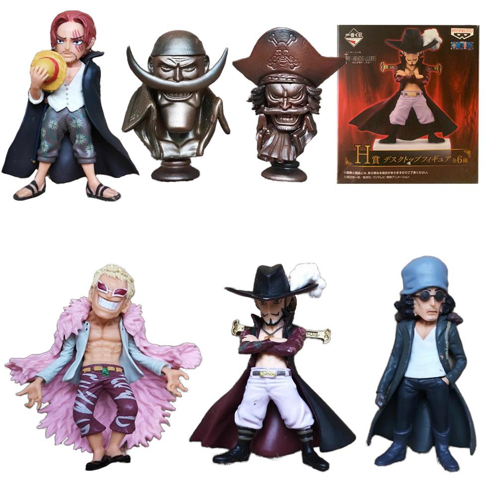 6Pcs Anime One Piece Grand Line Series Figures Shanks Dracule Mihawk Edward Newgate Gol·D·Roger Donquixote Doflamingo Kuzan Doll