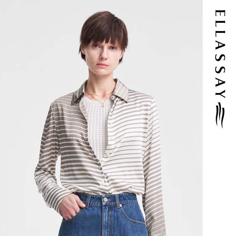 ELLASSAY Women s Commuter Striped Drop Shoulder Shirt L