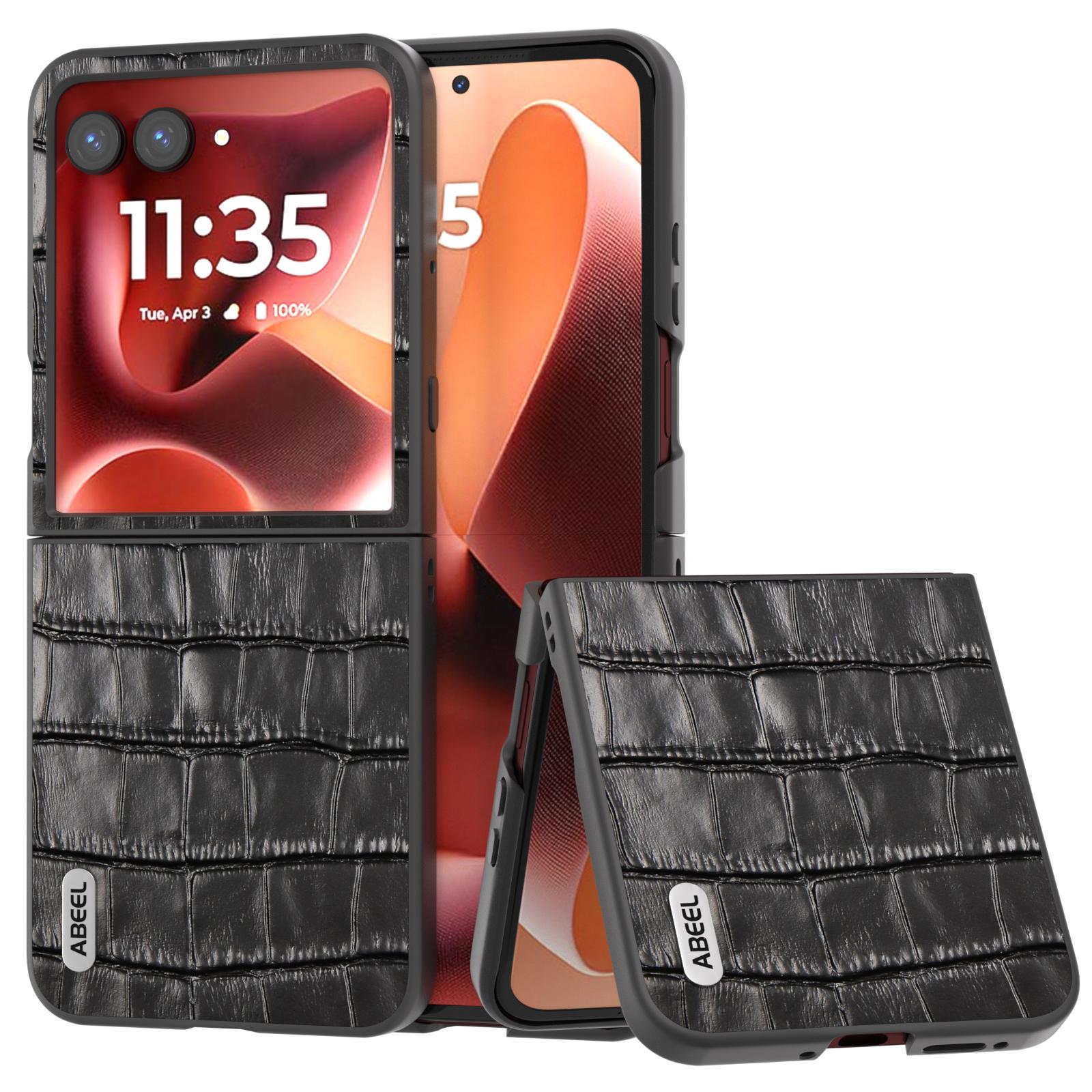 

For Motorola Moto Razr 60 Ultra 50 40 Phone Case Real Leather Skin Crocodile Pattern Shell Protective Hard Back Cover Motorola Razr 60