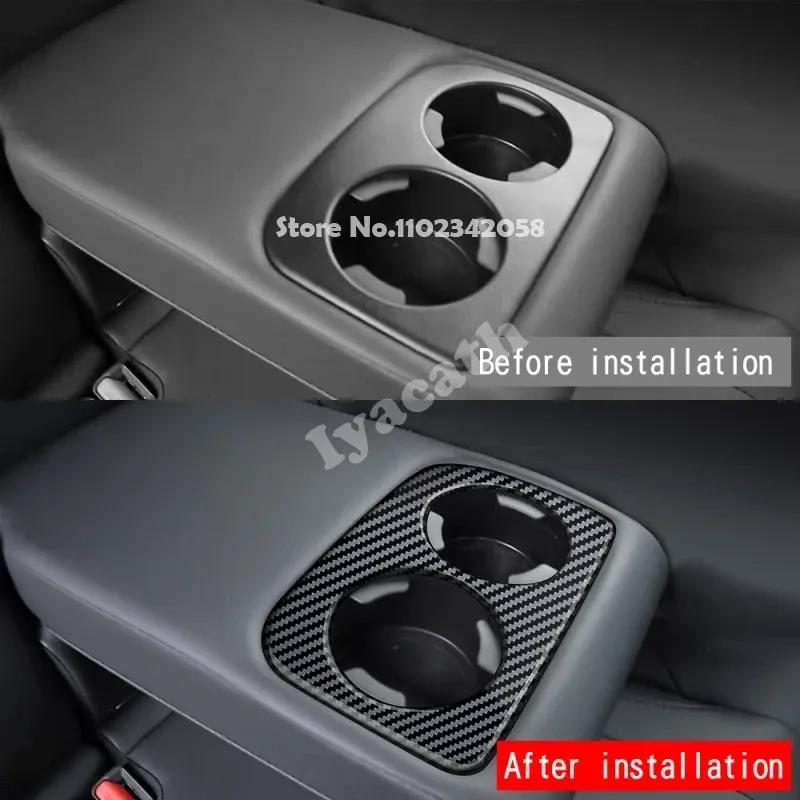 For Subaru Forester 2024 2025 2026 ABS Carbonfiber Interior Center Conlose Rear Row Seat Water Cup Holder Panle Cover Sticker