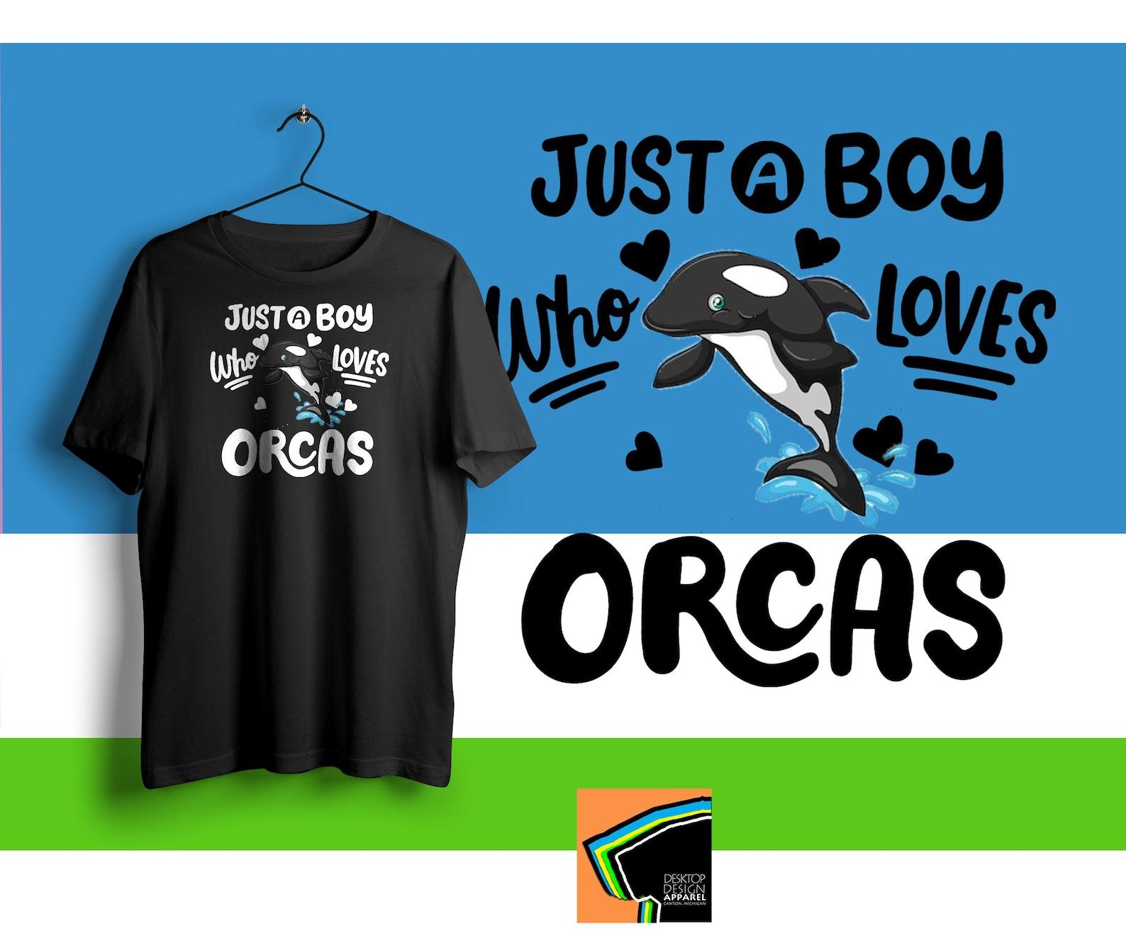 SeaWorld Orca T-Shirt, Just a Boy Who Loves Orcas Design M