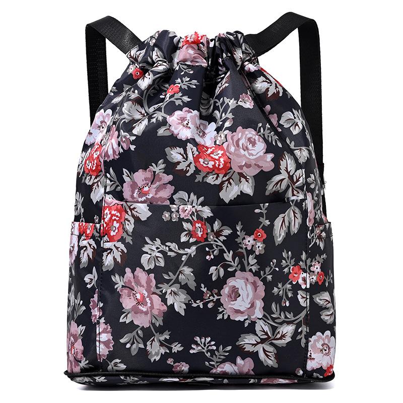 Women's Printed Drawstring Backpack Lightweight Sports and Fitness Backpack Travel Backpack