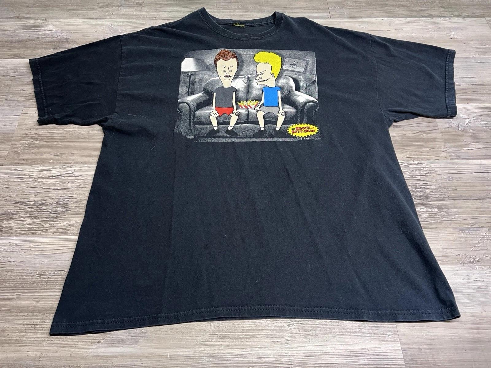 Vintage Beavis and Butt-head T-Shirt Y2K Mike Judge Sun Faded Black Mens Size XL XL
