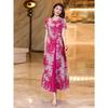 Modisches Damen Sommerkleid Blumen Chiffon Langes Kleid Schlankmachender und Anmutiger Stil