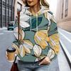 Autumn and Winter Ladies 3D Flower Print Hooded Comfortable and Breathable Versatile Hoodies & Sweatshirts (women’s)