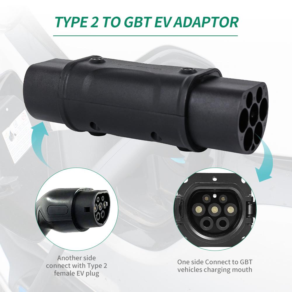 32A 22KW IEC 62196 Socket Type 2 To GBT EV Cable Plug Connector Charging Adapter