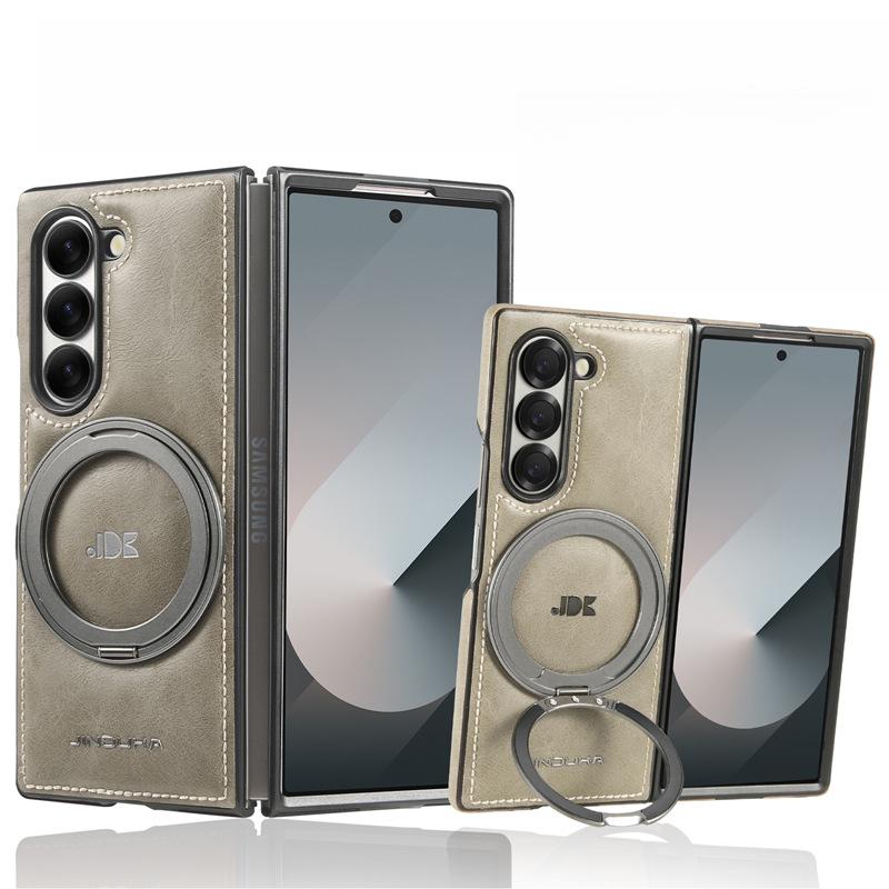 

Подходит для чехла для мобильного телефона Samsung Zfold5, откидной кожаный чехол Fold6 с вращающимся магнитным держателем 4/3 поколения, деловой мужской кожаный чехол Samsung Galaxy Z Fold 3