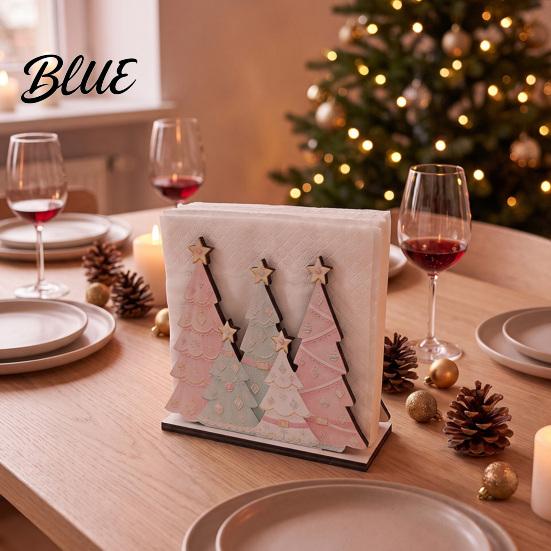 Multi-purpose Desktop Organizer Christmas Theme Wooden Napkin Holder, Decorative Holiday Paper Towel Stand, Gift for Her HD UV Printing Dining