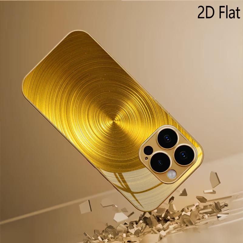 Gilding Print Patterned Tempered Glass Design for iPhone16 17 Pro Max 15 14 13 12 11 ProMax Phone Case Camera Cover Shockproof H
