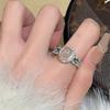 French retro white chalcedony jade ring female ring index finger ring