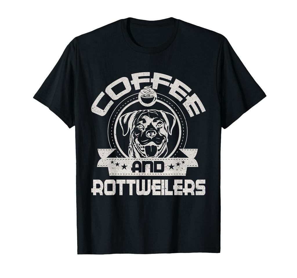 Coffee and Rottweiler Coffee Drinking Dog Owner Lover T-Shirt