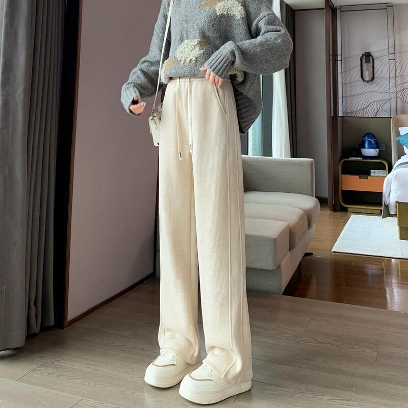 TonLion Women's Plush Straight-Leg Casual Pants