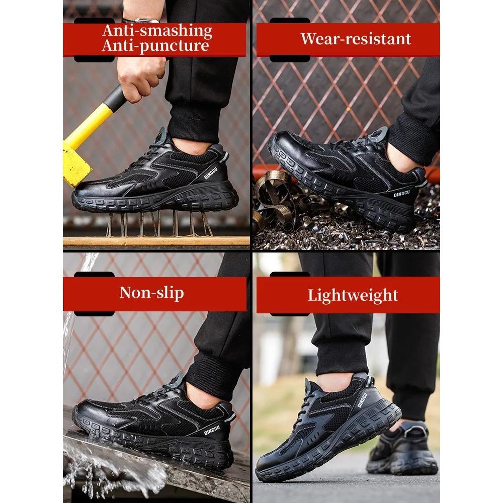 Sicherheitsschuhe für Herren, Anti-Smash- und Pannenschutz, Arbeits-Sneaker mit Stahlkappe, leicht, bequem, Schutzstiefel