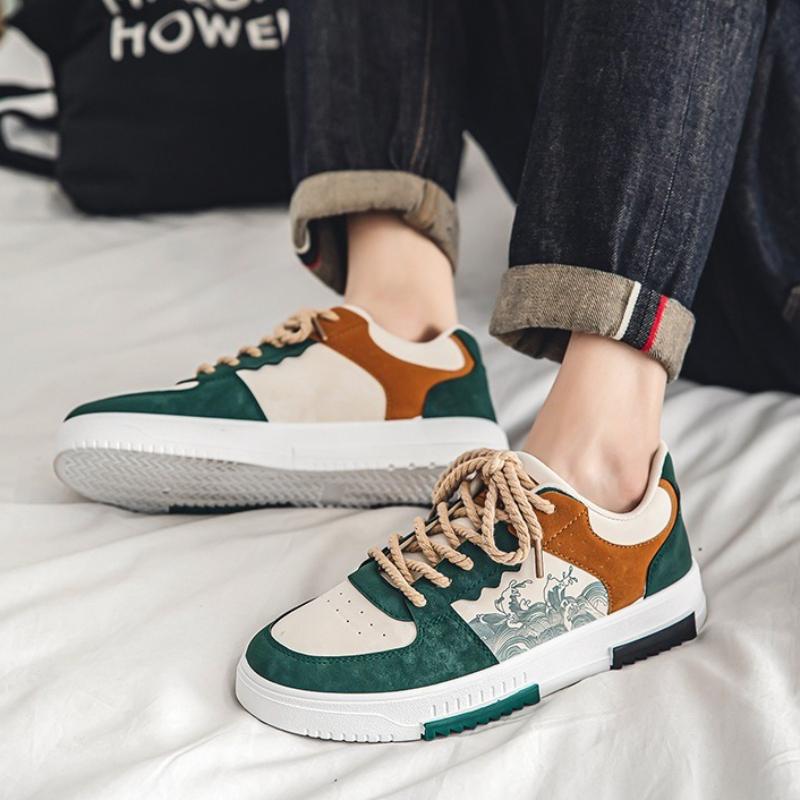 Herren Board Schuhe Plateau Schnürer Meerwellenmuster Atmungsaktive Casuals Mode City Walk Sneakers für junge Frauen Zapatos Casuales