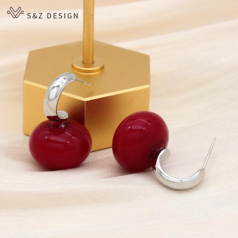 Fashion Colorful Big Simulation Pearl Stud Earrings For Women Girl Wedding Jewelry Elegant Rose Gold Color Eardrop Anti-allergy