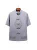 Men's Chinese Style Ice Silk Tang Suit: Two-Piece Summer Set with Short Sleeves and Long Pants for Middle-Aged and Elderly