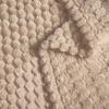 Faux Rabbit Plush Blanket Thick Soft Nap Throw Quilt Double Layer Grid Pattern for Students Home Bed