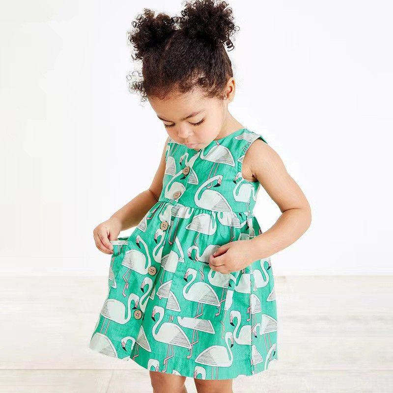 

Girl Dress Pure Cotton Green Summer Baby 2023 New Arrival Casual Western Style Suspender Skirt Little Girl Vest Skirt Green 6t /130 Size Recommended Height 120-130cm
