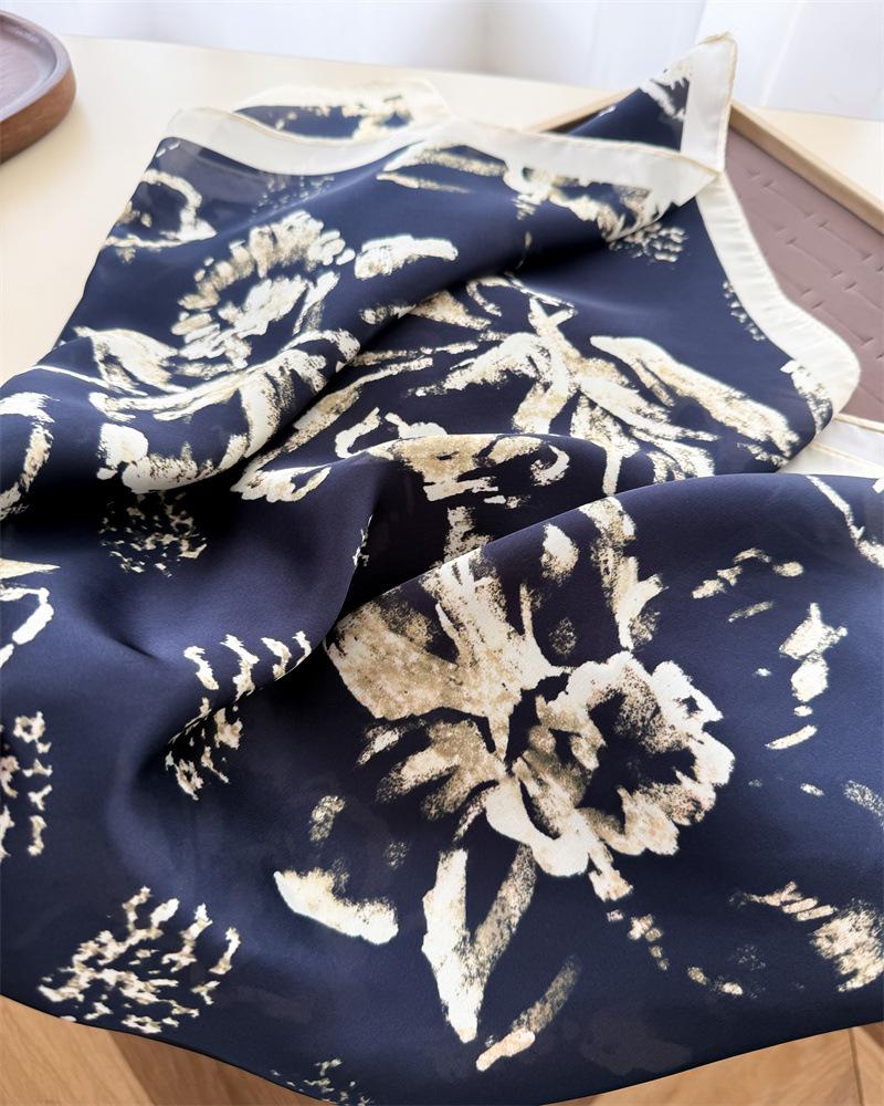 Women S Ink Printed Square Scarf Fashion Neck Sun Protection