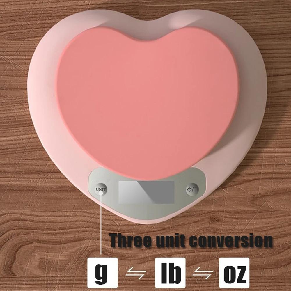 Heart-shaped Kitchen Scale Pink Food Balance Measuring Weight In Grams Portable Electronic Scales Baking Tools