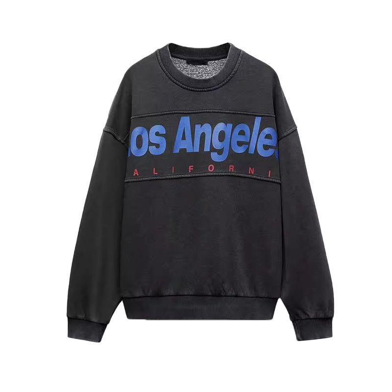 

Весна Новая Женская Одежда Эффект Стирки Брюки Джоггеры 0347811 Принт Эффект Стирки Толстовка 0347810 Coal gray Tops L