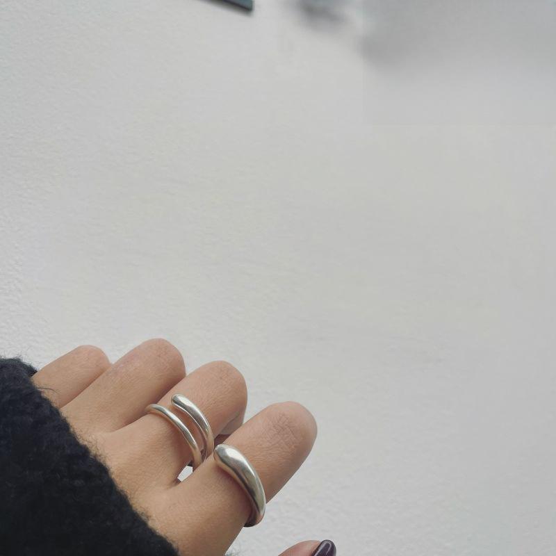Unique Eyecatching And Open Double Ring In 925 Silver With Fashionable Gradient Design Women For