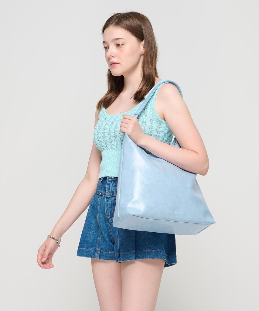 Roidesrois Leather Shoulder Hobo Bag (Sky Blue)