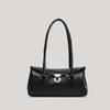 New Retro Pillow Baguette Bag with Lock Buckle, Textured Boston Shoulder Bag for Women, Fashionable Crossbody Bag