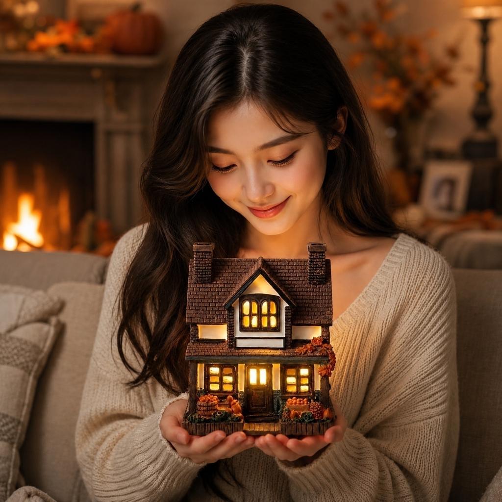 Kürbis Fenster Hütte Dekorative Nachtlampe Herbst Ernte Haus Tischakzent für Schlafzimmer Wohnzimmer Saisonale Heimdekoration