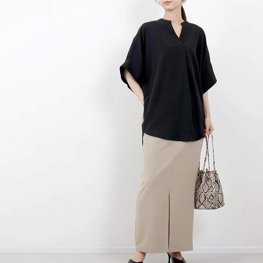 Blouses for Short Dolman Cut and Summer Large Loose Covers Body Office Adult Elegant [SeiunAn] Women, Shirts, Sleeves, Summer, V-Neck, Sleeves, 5/8