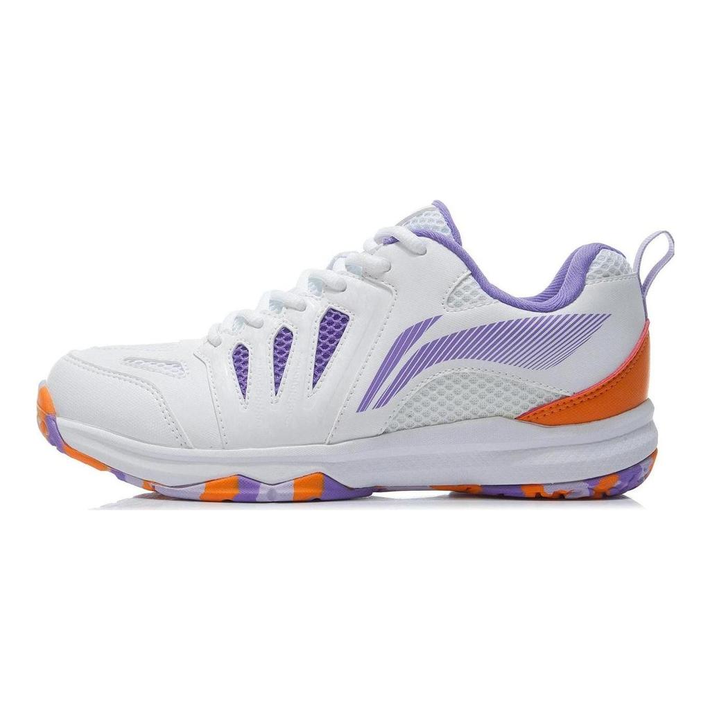 Li Ning Ace Fabric Slip Resistant Abrasion Resistant Low top Badminton Shoes Women's White Purple AYTP004-6
