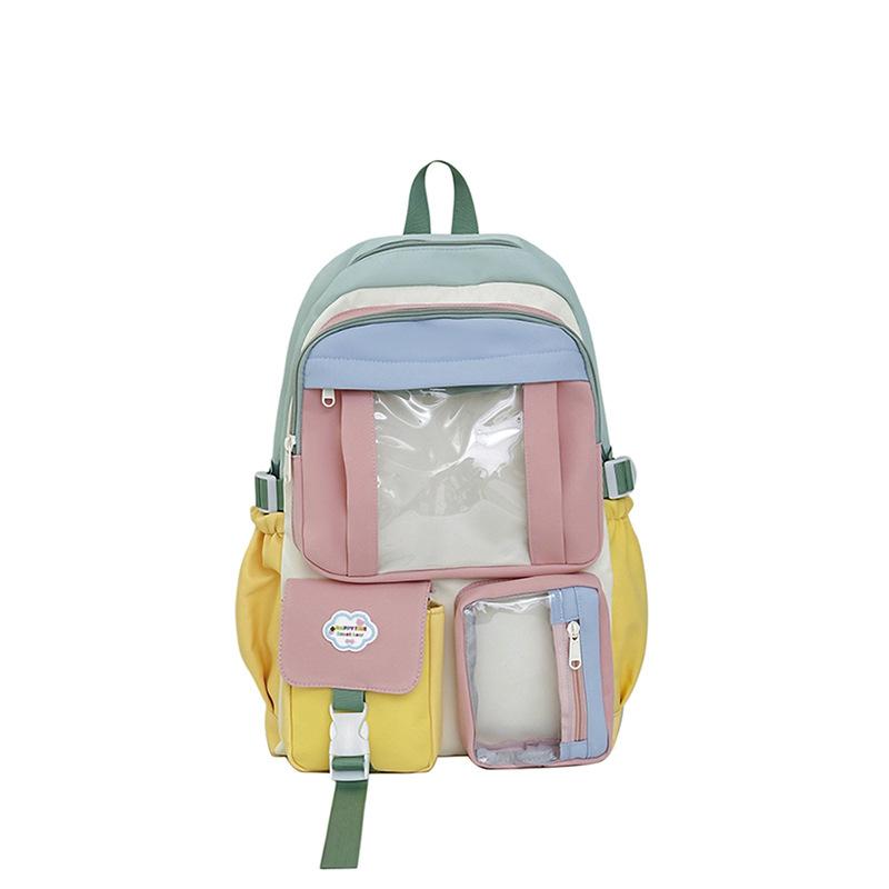 Schoolbag Japanese Student Pain Bag Large Capacity Fashion Transparent Junior High School Backpack Ins Girls Heart Dopamine Fashion School Bag