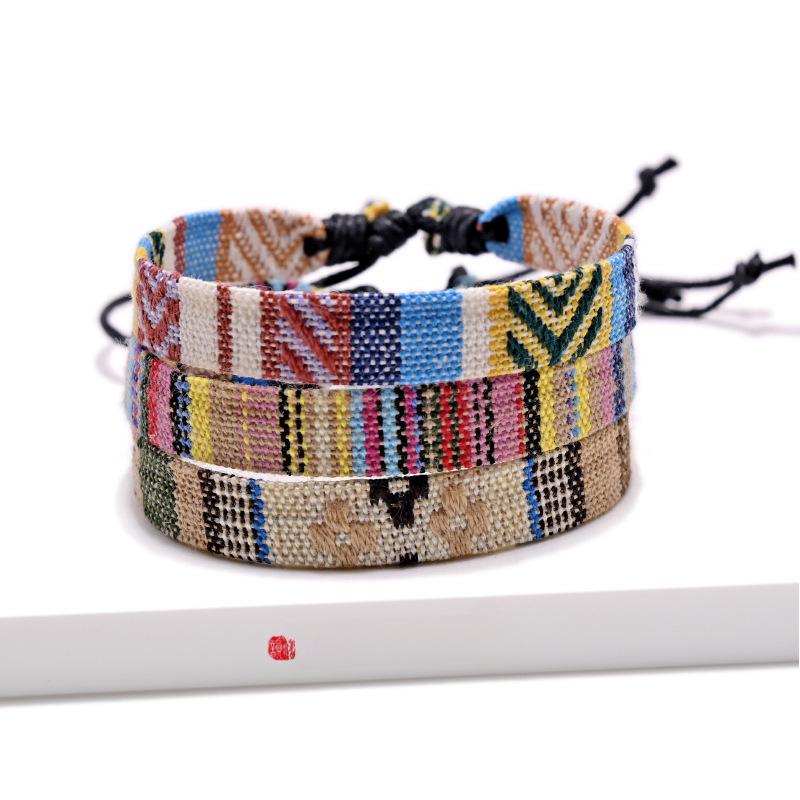 Ethnic Style Multicolor Handwoven Cotton & Linen Bracelet