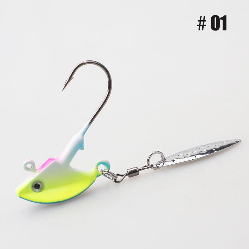 Anti-Hang Rotating Sequin Jig Head Hook with Soft Bait for Bass and Mandarin Fish