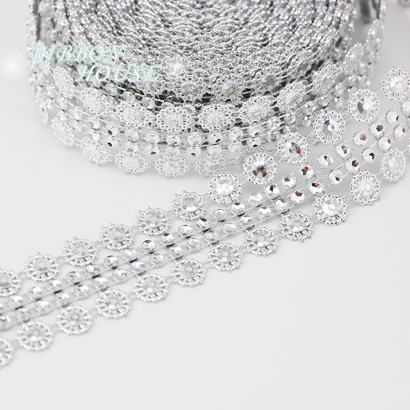 (5 Yards/roll) 30mm Roll Tape Tulle Crystal Mesh Wrap Ribbons Cake Wedding Decoration Glitter Charming Bling Diamond