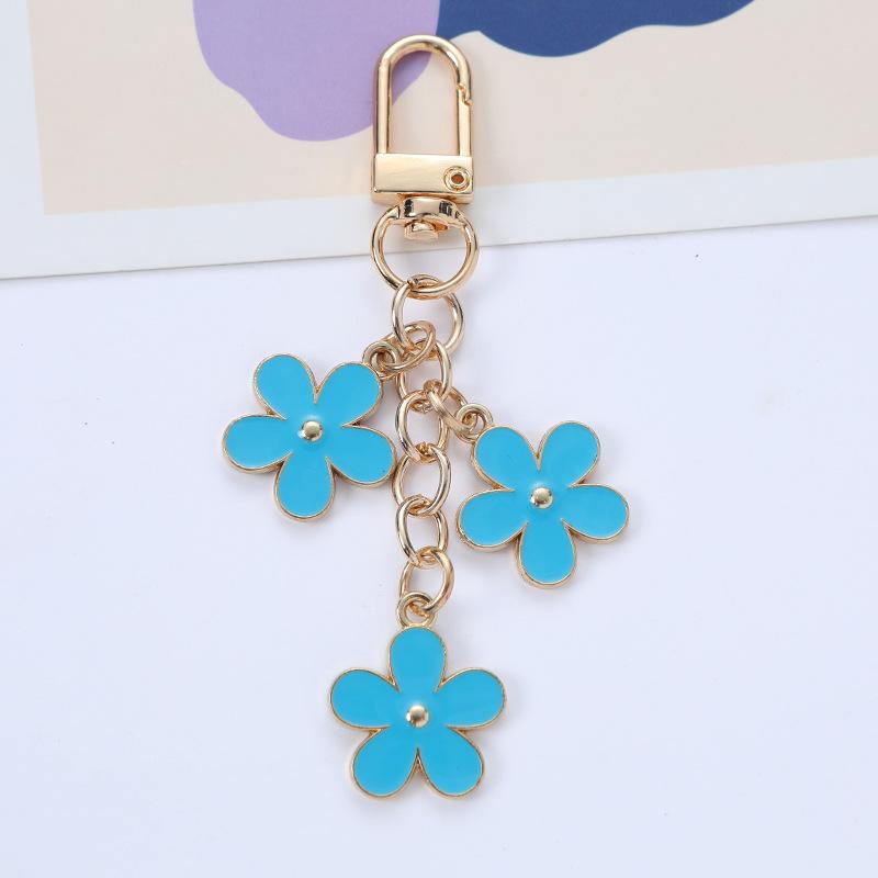 Dainty Enamel Metal Flower Pendant Key Chain Multi Color Key Bag Charms Keyring For Women