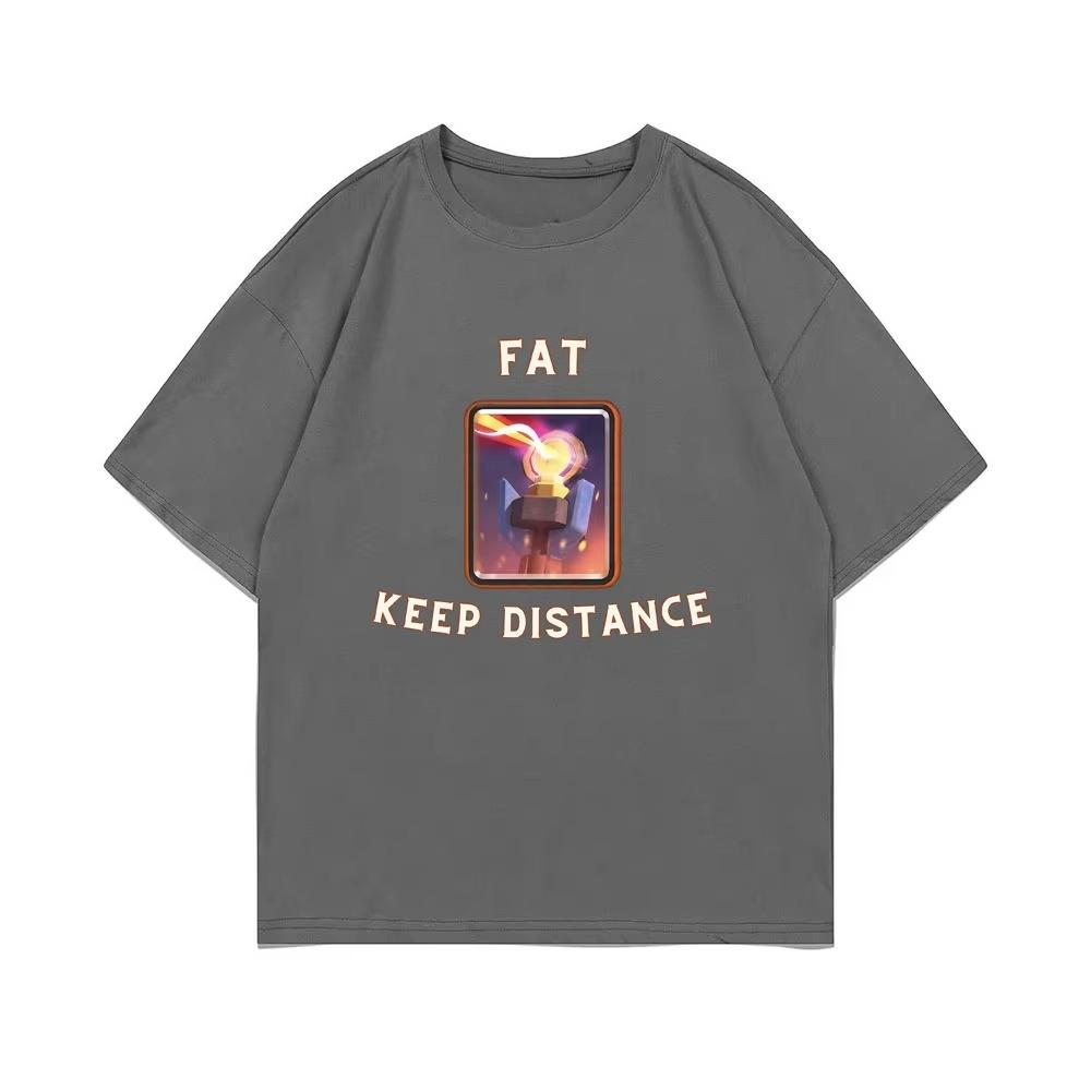 Fat Keep Distance mens 100cotton fashion Joke Humor Tshirt Womens Unisex oversized Y2K  summer Tee Casual Outdoor streetwear