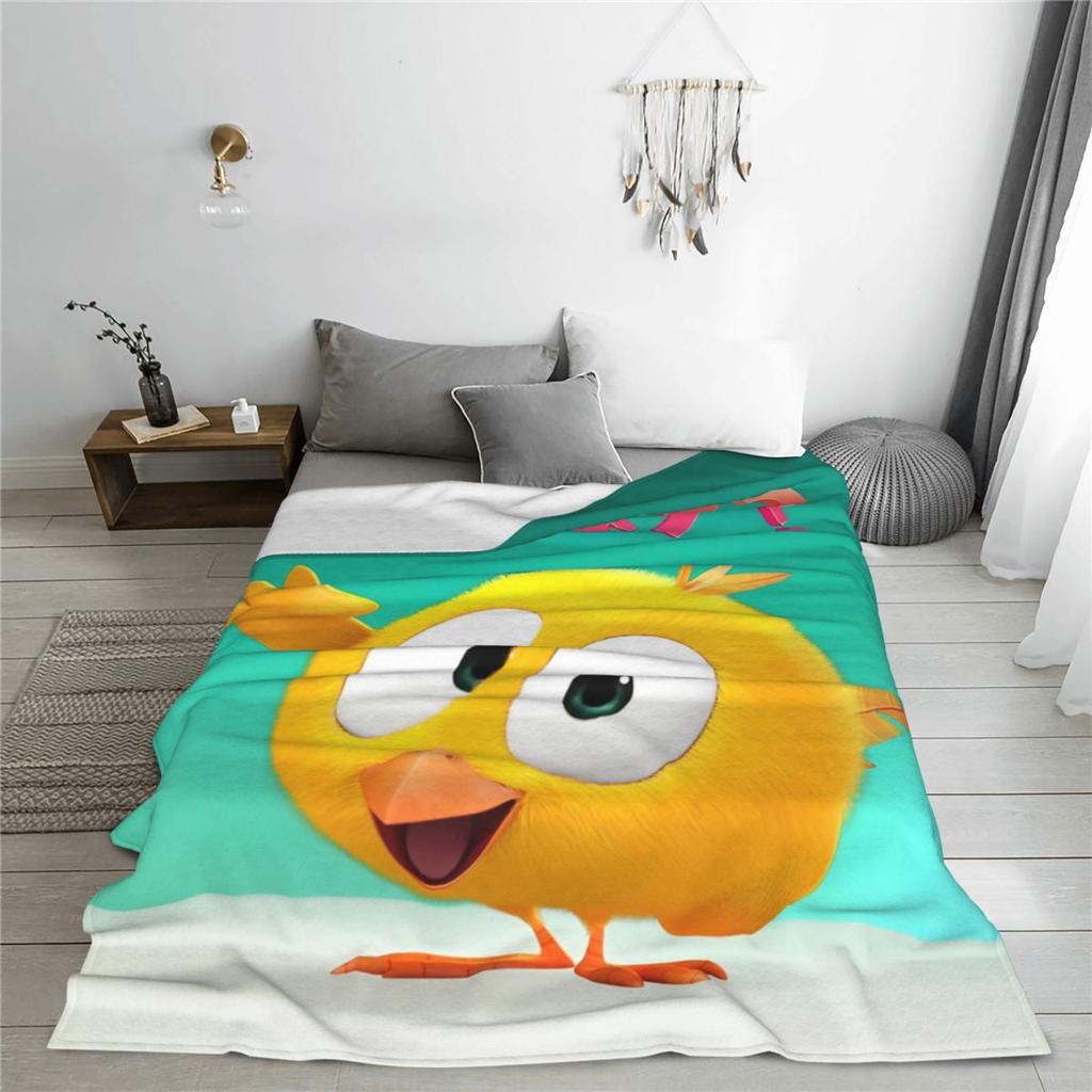 Wo ist Chicky Cartoon Plüschdecken Niedliches Küken Fantastische Überwurfdecke für Zuhause 125*100cm Plüsch Dünne Steppdecke Leicht Dünn