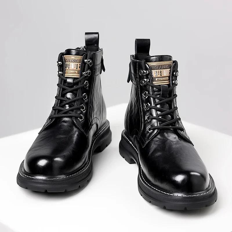 British Style Men's Genuine Leather Boots Fashionable Business Short Boots Winter Ankle Men Work Boots Versatile