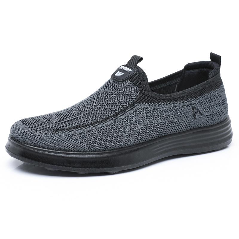 

Old Beijing cloth shoes men s flying woven breathable casual one pedal father shoes in the elderly soft sole non-slip walking men s shoes 44 сірий колір