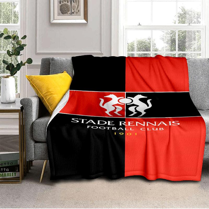 Stade Football Club Crest Blanket Lightweight Ideal Bedding Blanket Perfect for Travel, Camping, Living Rooms, Offices, Sofas, Fan Christmas Gift