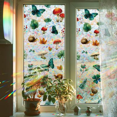 Lasergedruckte Waldflora und -fauna Glastür- und Fenster-Haftfolien Dekorative Aufkleber