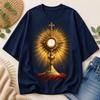 Catholic Eucharist T-Shirt and Kids Tshirt | Golden Monstrance Christian Shirt and Kids Tshirt | Jesus Faith Gift | Holy Communion Religious Tee