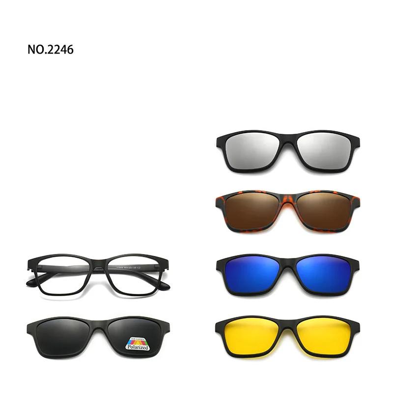 6 In 1 Magnetic Clip Sunglasses prescription Spectacles Men Women Polaroid Night Vision Lenses Glasses
