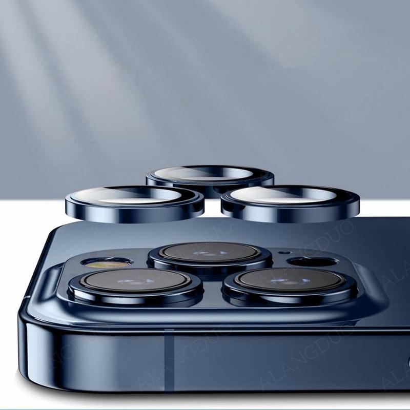 Protetor de câmera de moda anel de lente de metal vidro para iphone 15pro max 13 14 11 12 pro lente vidro capa à prova de choque