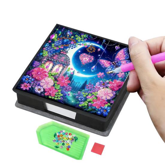 

DIY Note Box Diamond Art Kit Sticky Note Holder Craft Set Diamond Art Project Memo Pad Holder DIY Kit for Gift And Home Office Desk Decor H