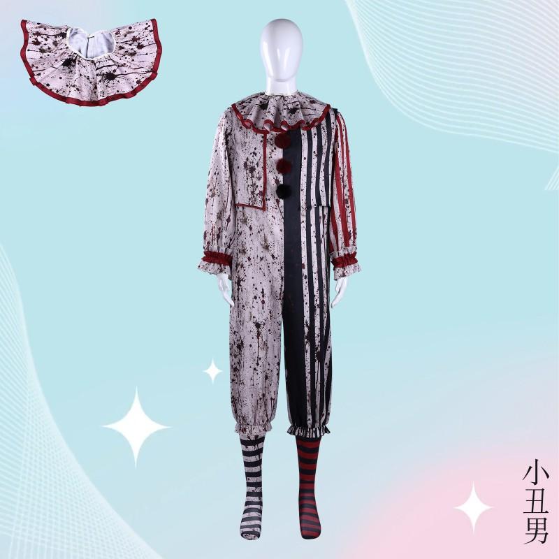 Halloweenový kostým temného klauna Sada pro páry s krvavými skvrnami Cosplay oblečení Pro jevištní vystoupení