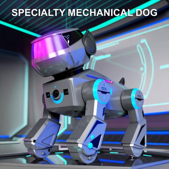 Cachorro Robô de Controle Remoto Brinquedo Programação Inteligente Interativo Cachorro Elétrico Crianças Pequenas 2.4GHz RC Caminhando Dançando Brinquedo Cachorrinho com Olhos LED