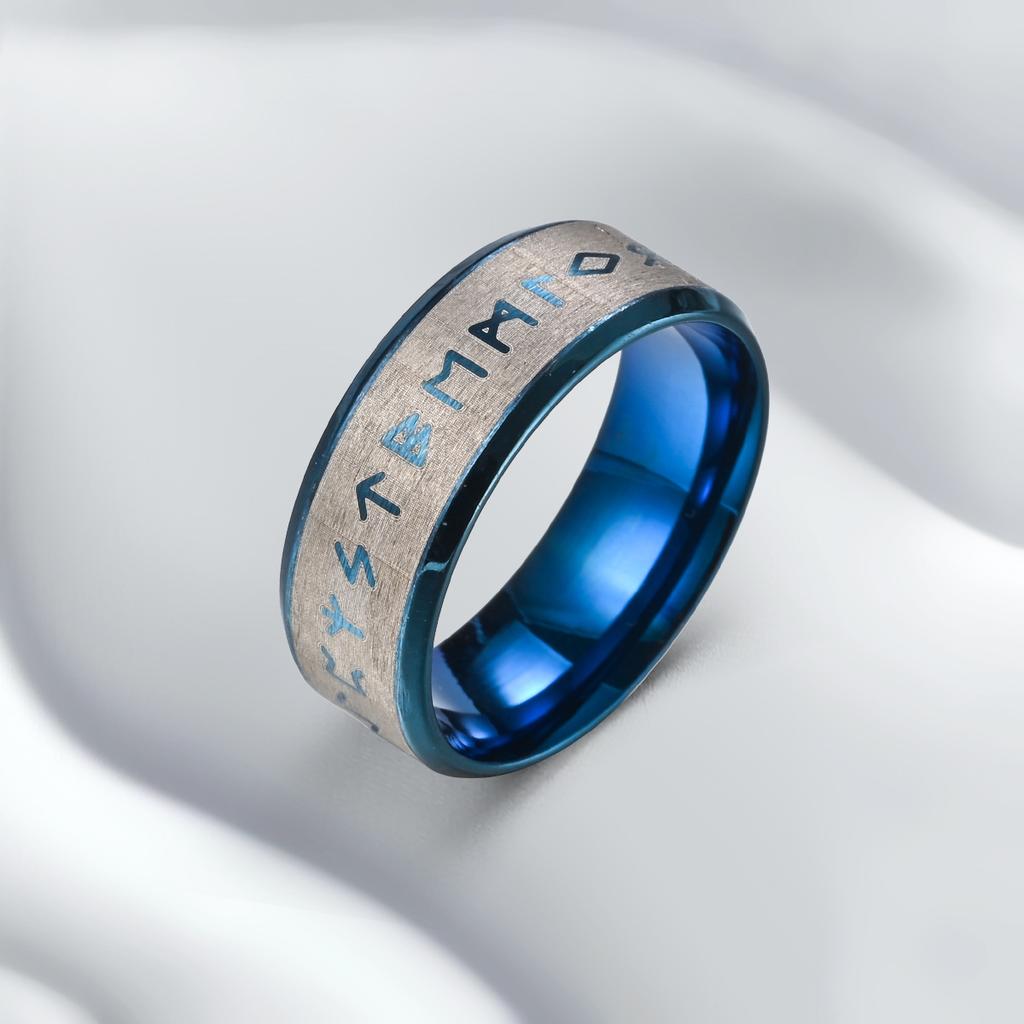 Lover 8cm Rust-Proof Stainless Steel Viking Letter Ring