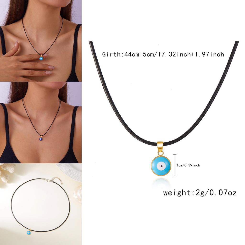 Creative Demon Eye Necklace With Leather Cord For Fashion Girls